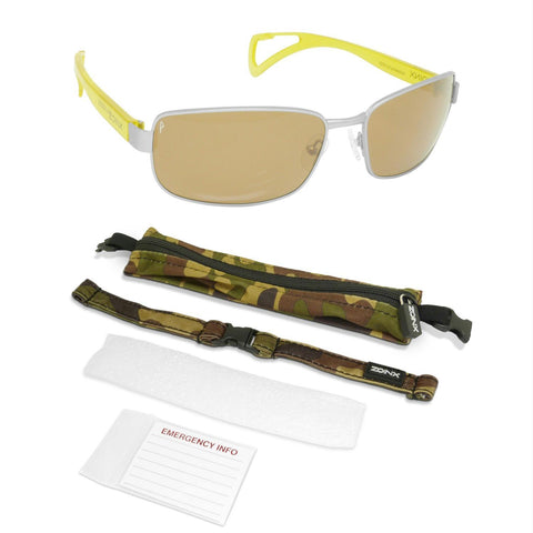Zoinx Men Wrap Polarized Sunglasses Silver Frame-Amber Lens