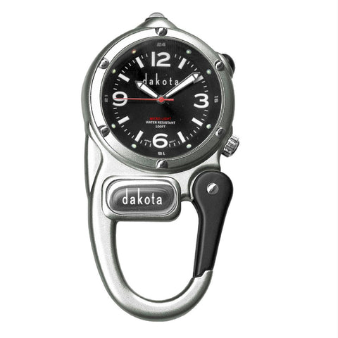 Dakota Mini Clip with Microlight -Silver-Black Dial