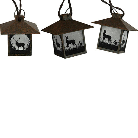 Rivers Edge Deer Rustic Lantern 10 Pc Light Set