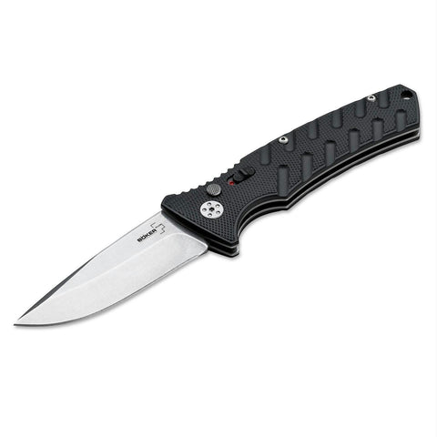 Boker Plus Strike Spearpoint Fldg Knife 3.38in Blde-Blk Hndl