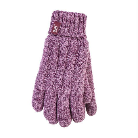 Grabber Heat Holders Ladies Knit Gloves-Rose-Large-Xlarge