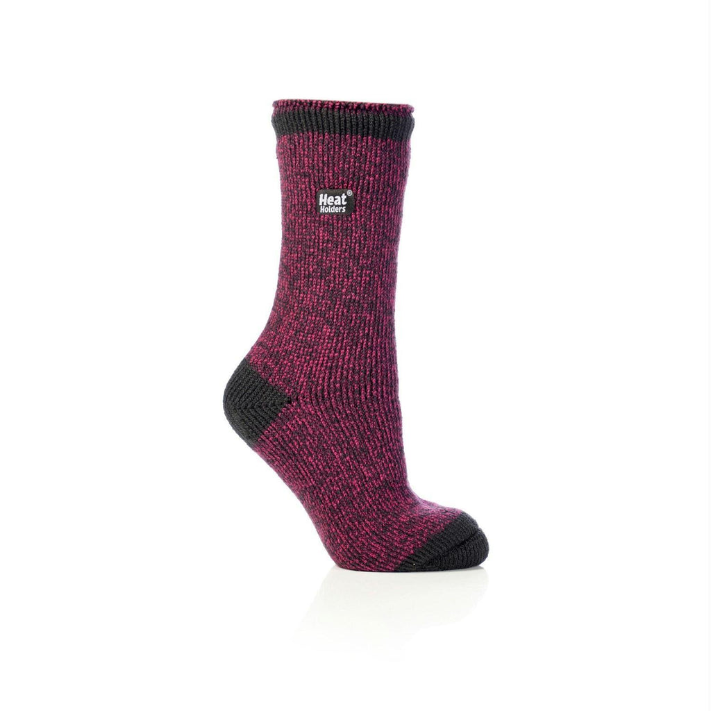 Grabber Heat Holders Ladies Twist Crew Sock-Raspberry-Gray