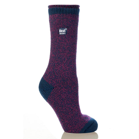 Grabber Heat Holders Ladies Twist Crew Sock-Blue-Purple