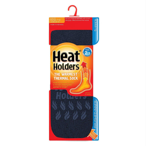 Grabber Heat Holders Mens Slipper Sock-Navy