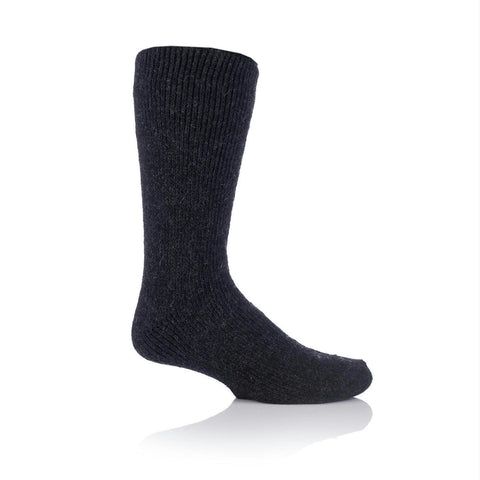 Grabber Heat Holders Mens Wool Crew Sock-Charcoal
