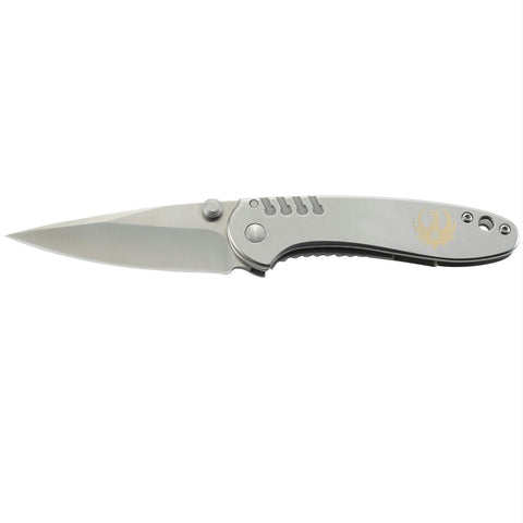 Ruger Over-Bore Folder 2.95 in Plain Stainless Handle