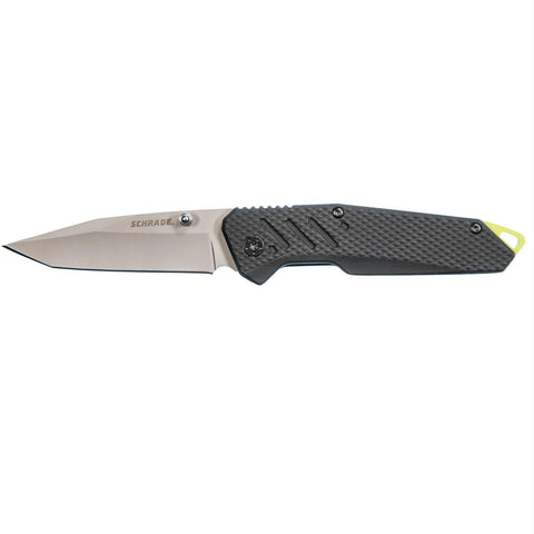 Schrade SCH707 Blk Alum w-Grn BB 3" Blade Tactical Folder