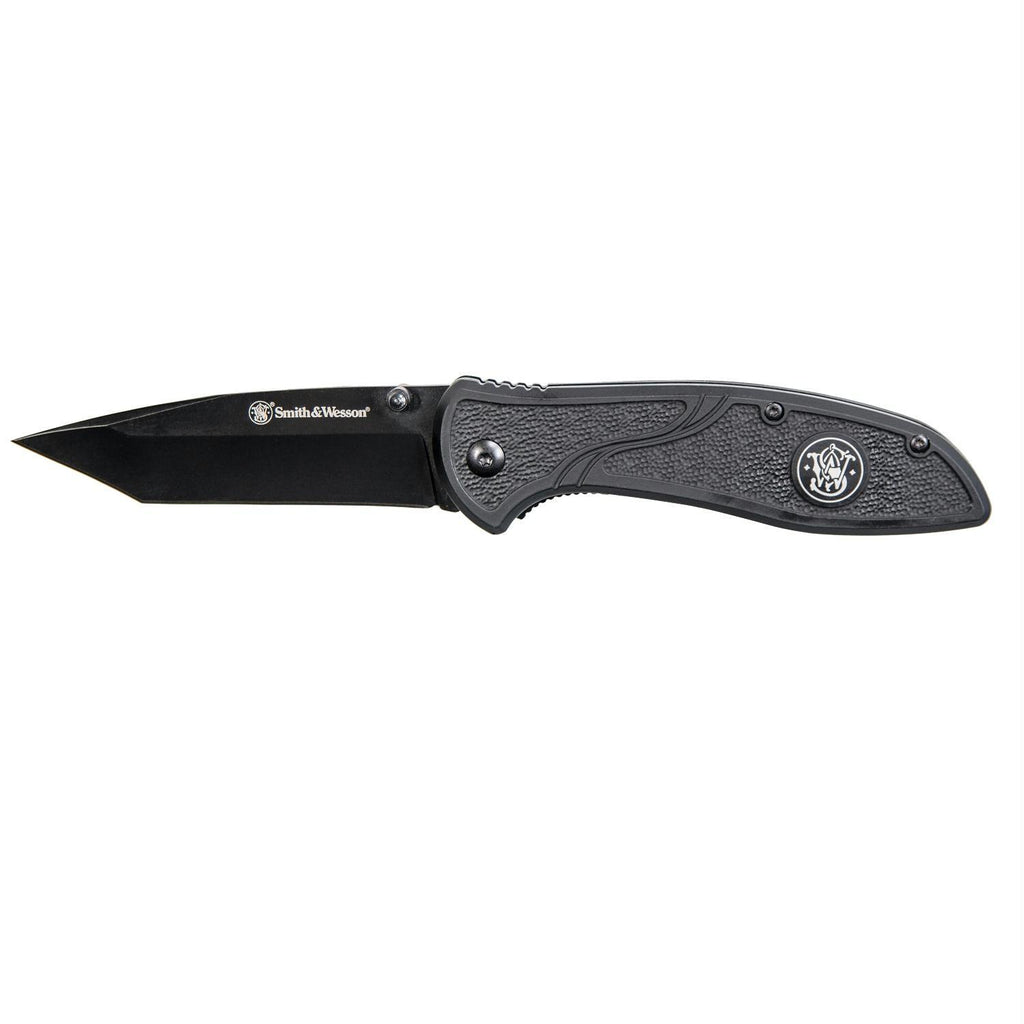 S&W SW1102TS Blk Tanto Rub Alum Serrated 3.5" Blade Folder