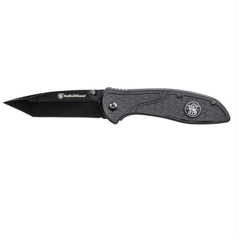 S&W SW1102TS Blk Tanto Rub Alum Serrated 3.5" Blade Folder