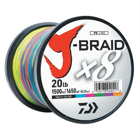 Daiwa J-Braid X8 Bulk Spool 1500M Multi-Color 20 lb. Test