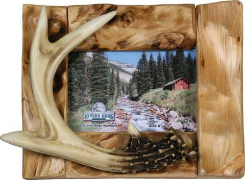 Rivers Edge Picture Frame Barnwood Deer Antler Style