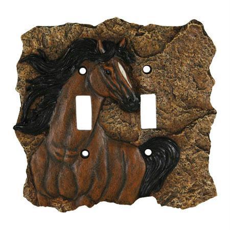 Rivers Edge New Horse Double Switch Plate Cover