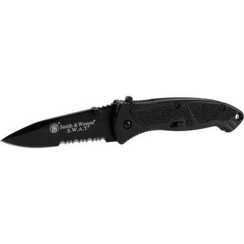 Smith & Wesson SWAT Med Ma Blck Serrated Knife Pocket Clip
