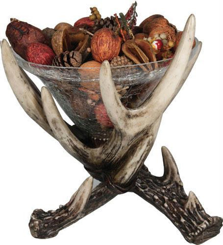 Rivers Edge Deer Antler Glass Dish 10in X 10in
