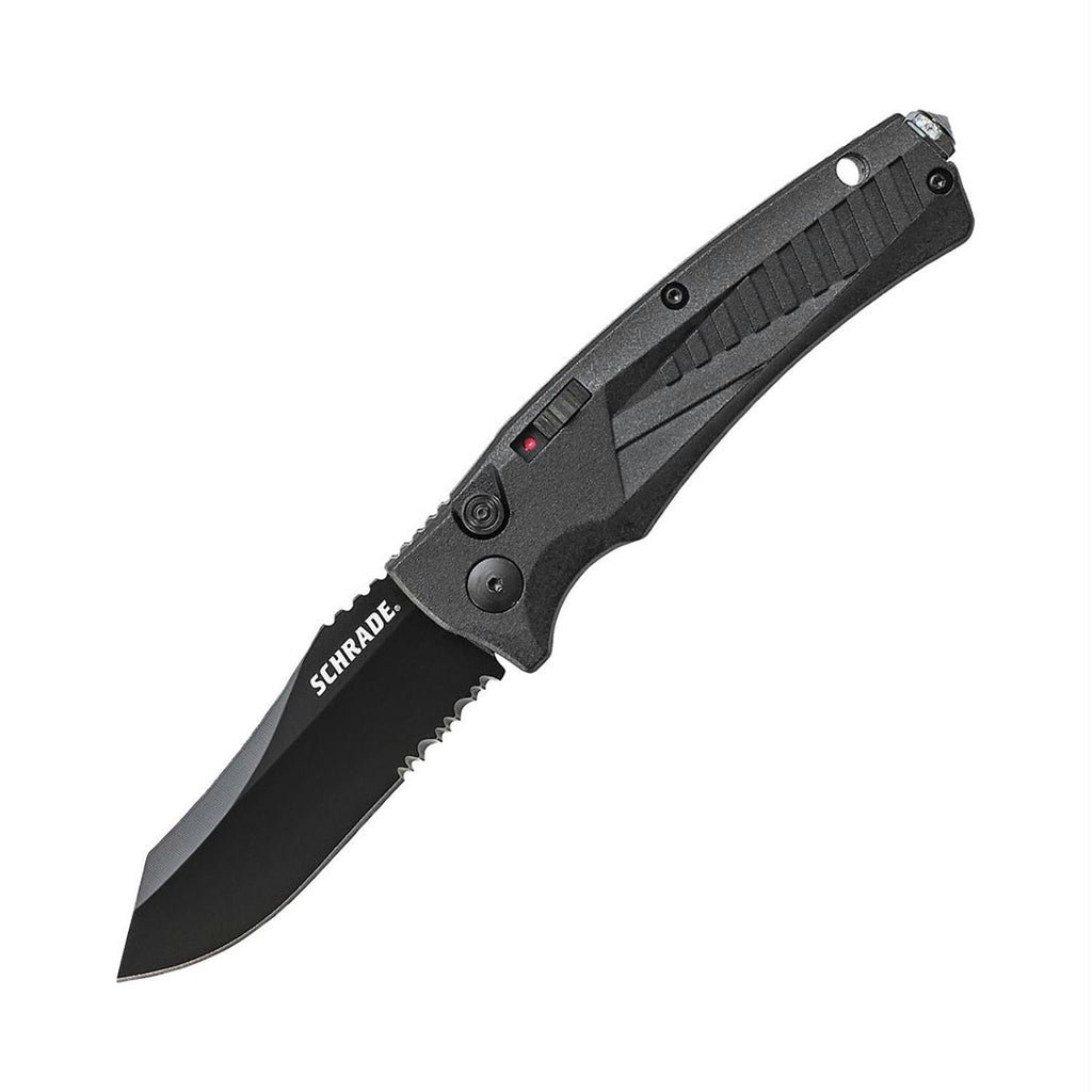 Schrade Push Button Lock Folding Knife Black PS Clip Point