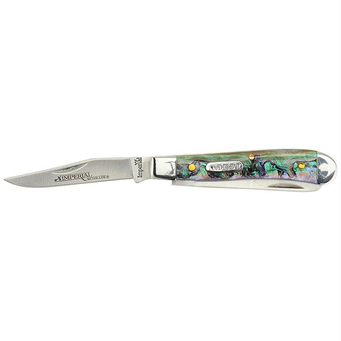 Imperial Small Trapper Folding Knife Abalone Swirl Handle