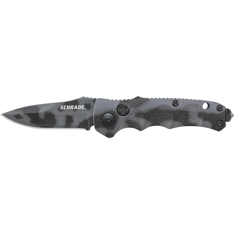 Schrade Mini Push Button Knife Urban Camo FE Drop Point