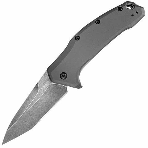 Kershaw Link Tanto Assisted 3.25 Black Plain Gray Aluminum