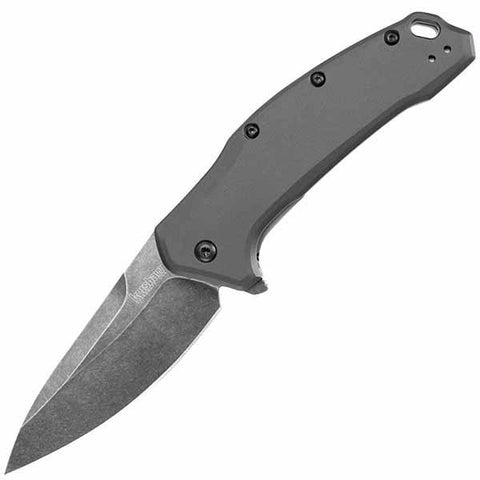 Kershaw Link Assisted 3.25 Blackwash Plain Gray Aluminum