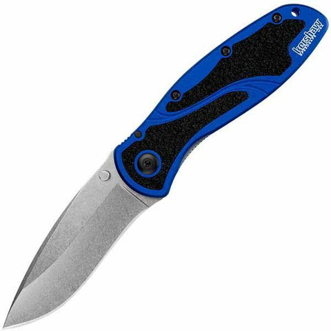 Kershaw Blur Assisted 3.375 Stonewash Plain Blue Aluminum