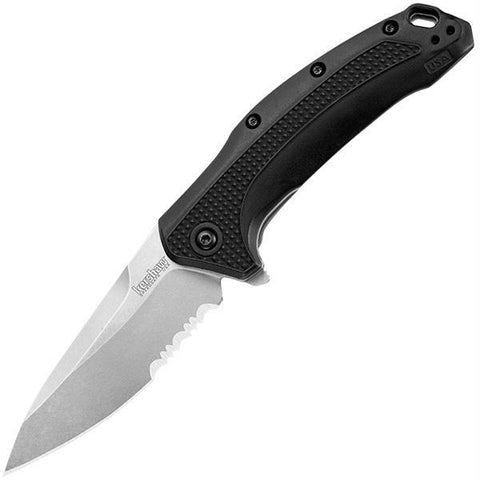 Kershaw Link Assisted 3.25 Blackwash Plain Blue Aluminum