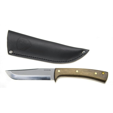 Condor Stratos Fixed Plain Edge Knife w-Leather Sheath 5 In