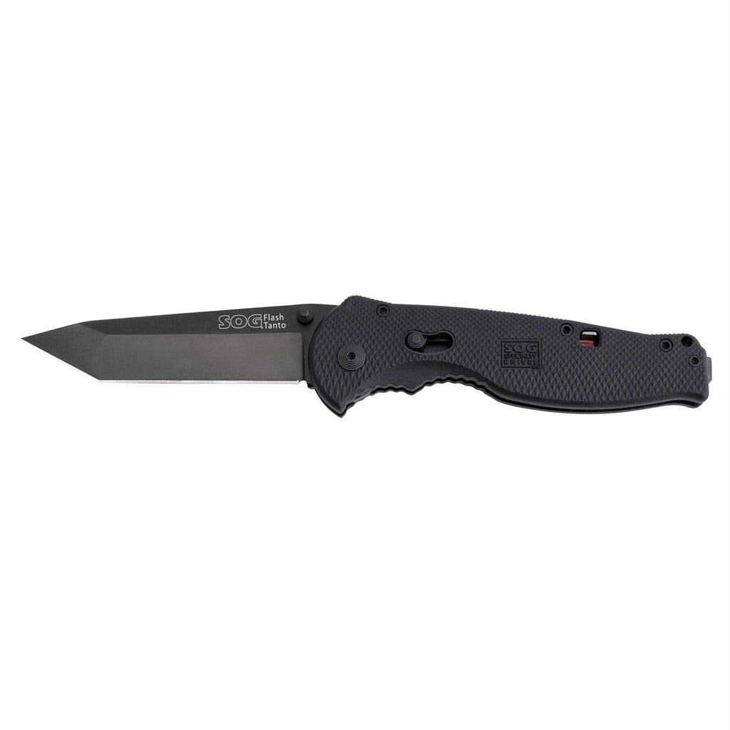 SOG Flash II Tanto Folding Knife Black TiNi Straight